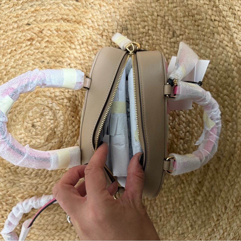 Coach Mini Satchel Crossbody Bag Pink Plaid Gold Handbag NWT - Picture 10 of 15